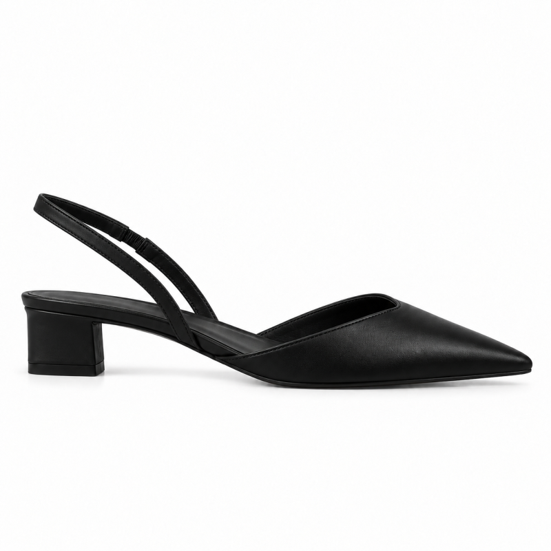 Black Block-Heel Slingbacks