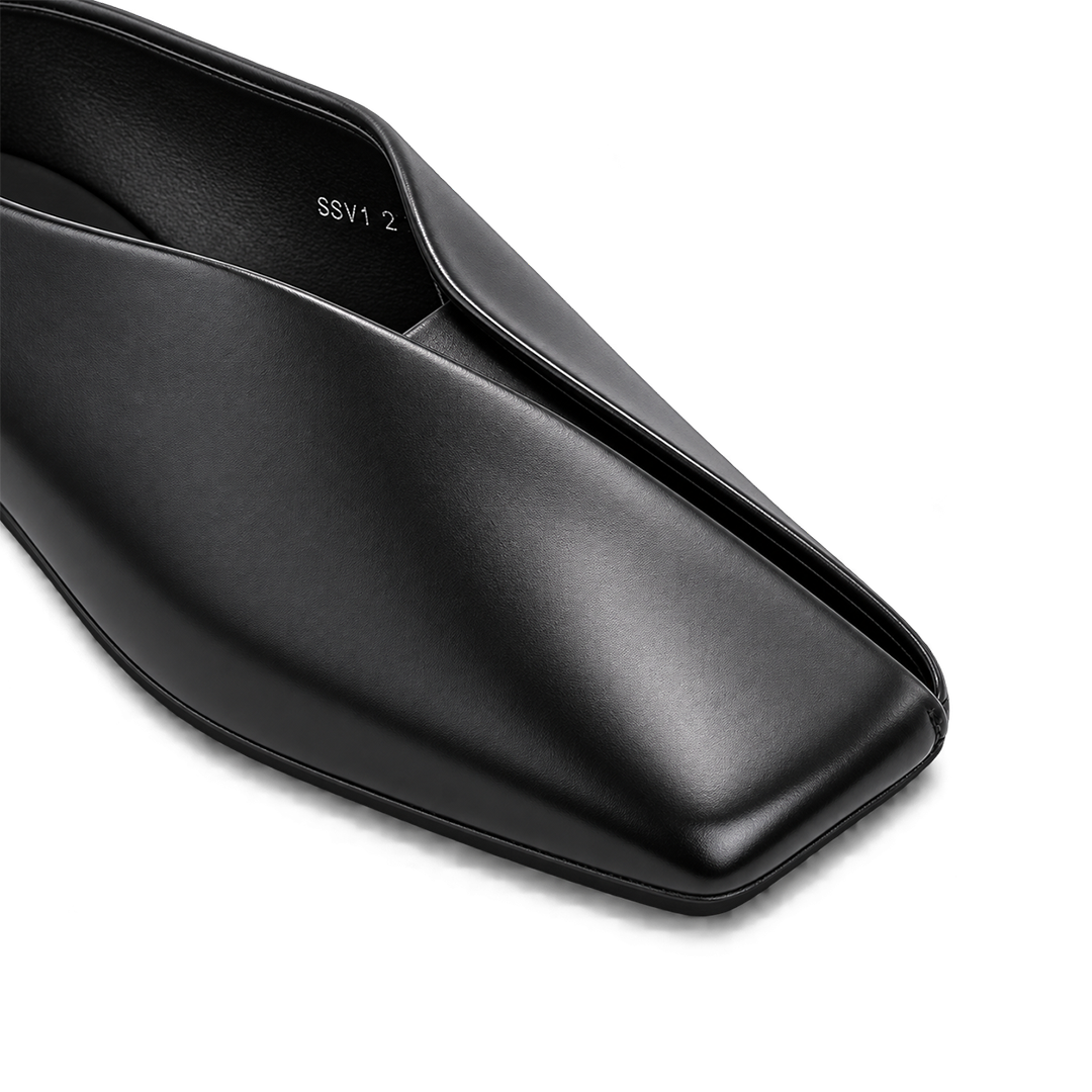 Black Leather Flat Mules - Image 5
