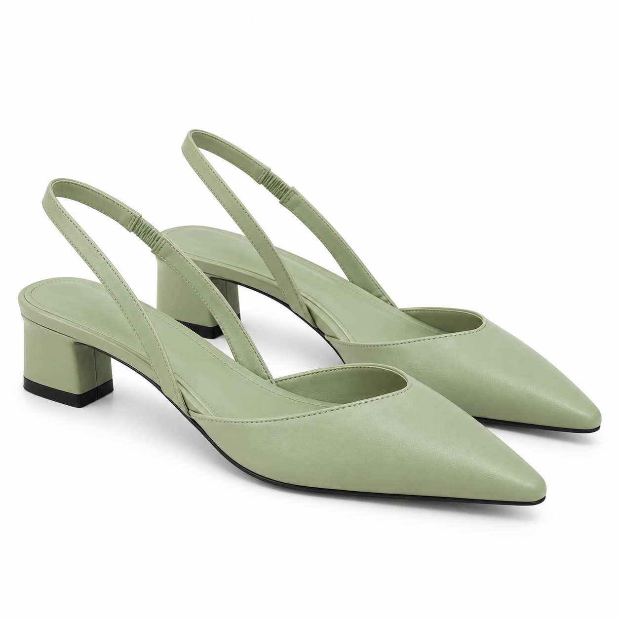 Sage Green Block-Heel Slingbacks - Image 2