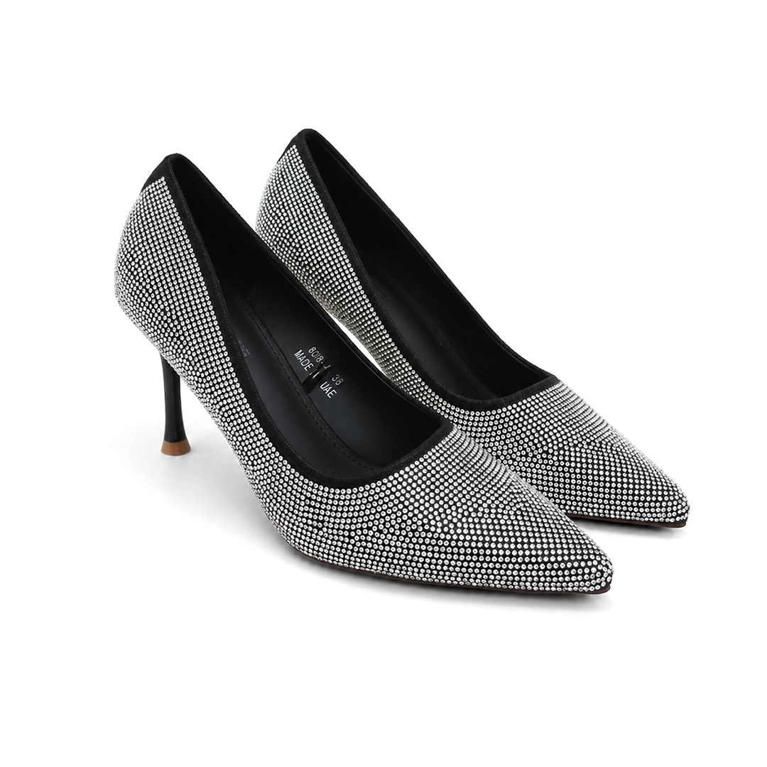 Crystal-Embellished Sculpted Heel Pumps - Image 3